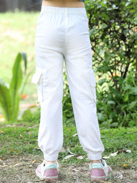 Cutiekins Girls Cotton Mid-Rise Flat-Front Plain Cargos Trousers