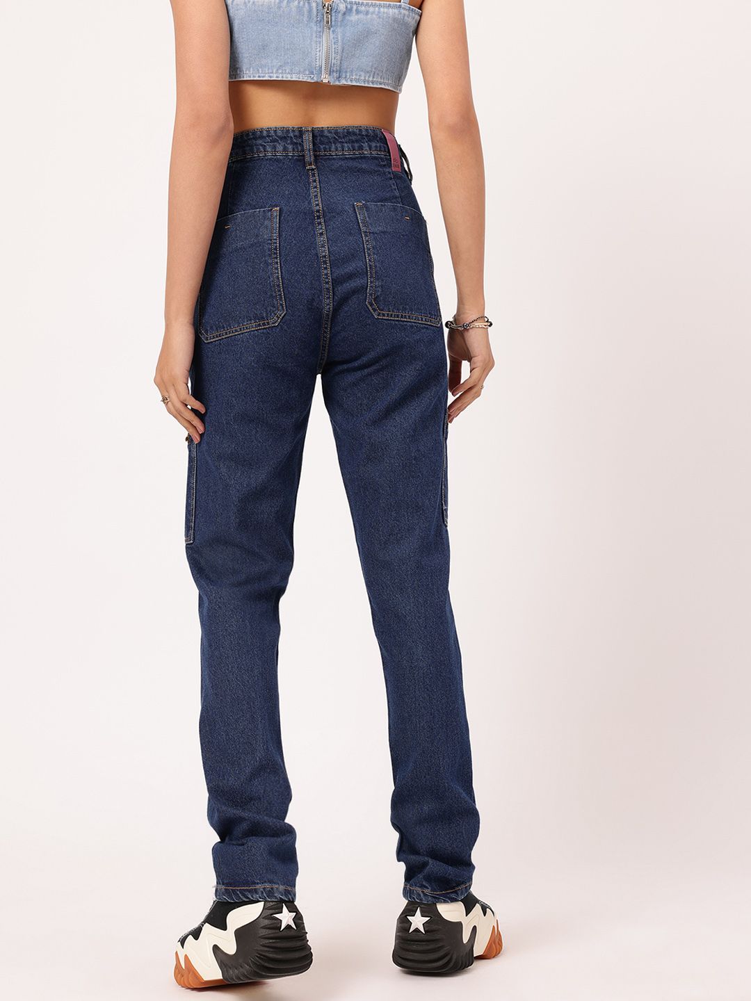 DressBerry Women Grunge Utility Cargo Style Straight Jeans