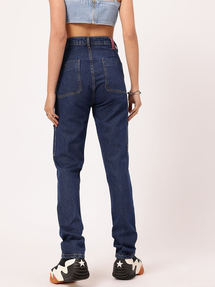 DressBerry Women Grunge Utility Cargo Style Straight Jeans