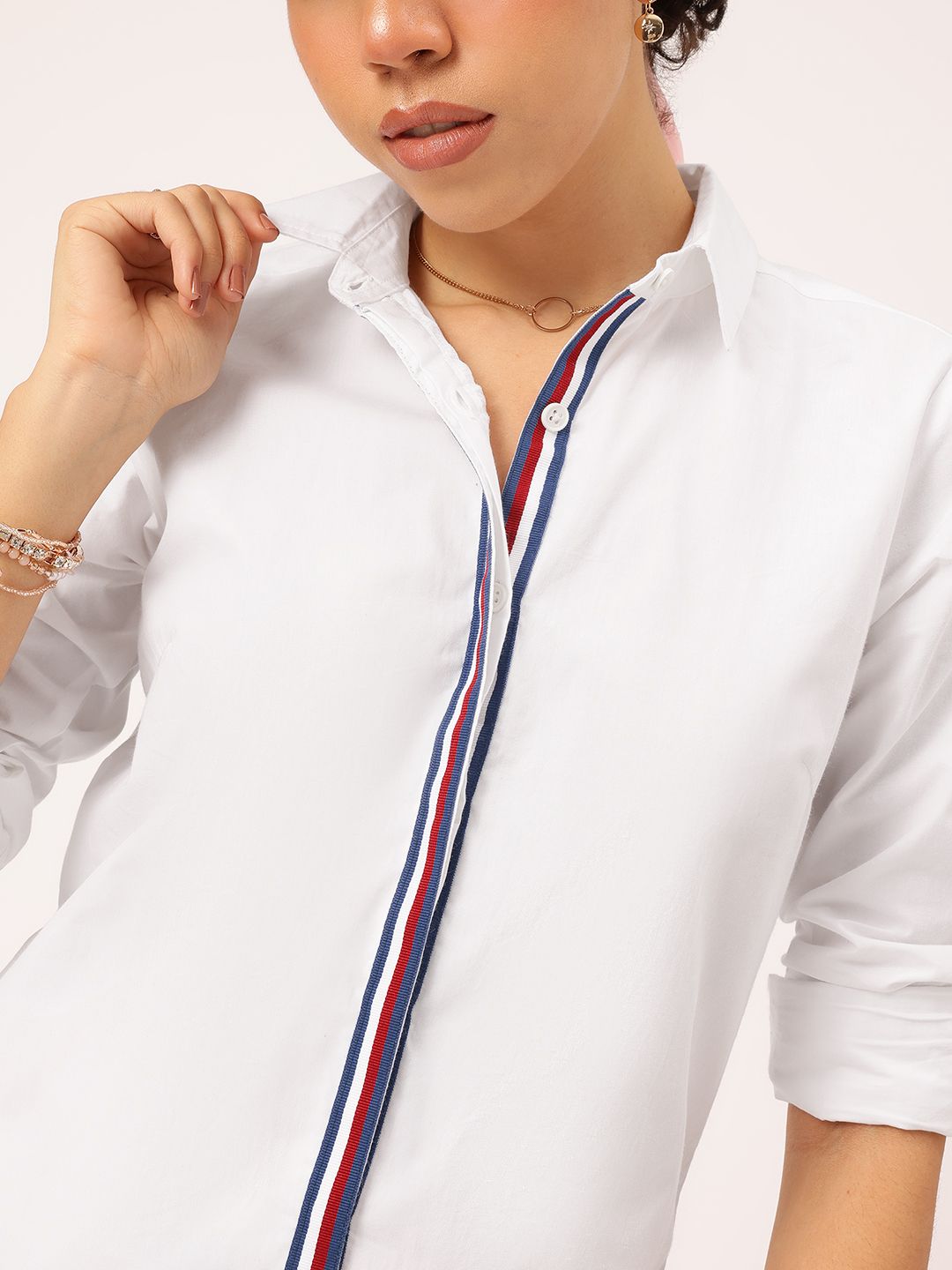 DressBerry Modern Refinement Contrast Placket Shirt