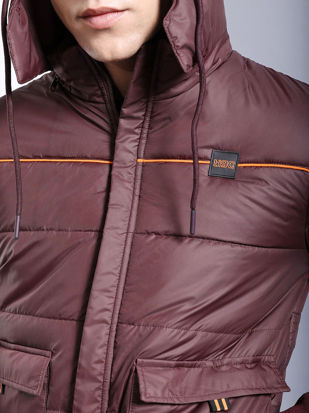 The Indian Garage Co Men Regular Fit Puffer Jacket with Detachable Hood