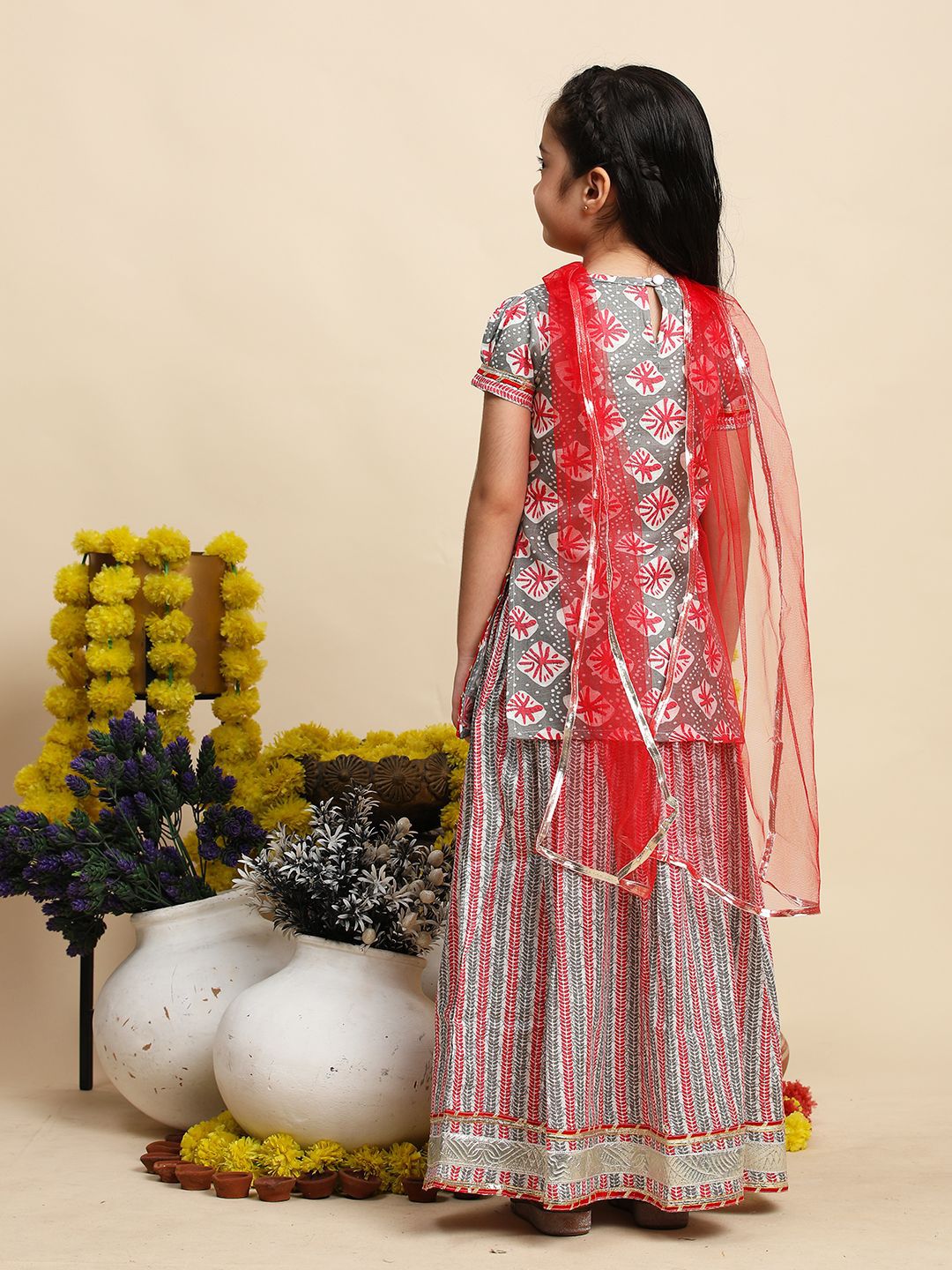Cutiekins Girls Printed Ready to Wear Lehenga & Blouse With Dupatta