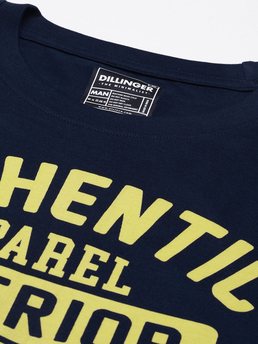 DILLINGER Men Navy Blue Typography Printed Pure Cotton Oversized  T-shirt