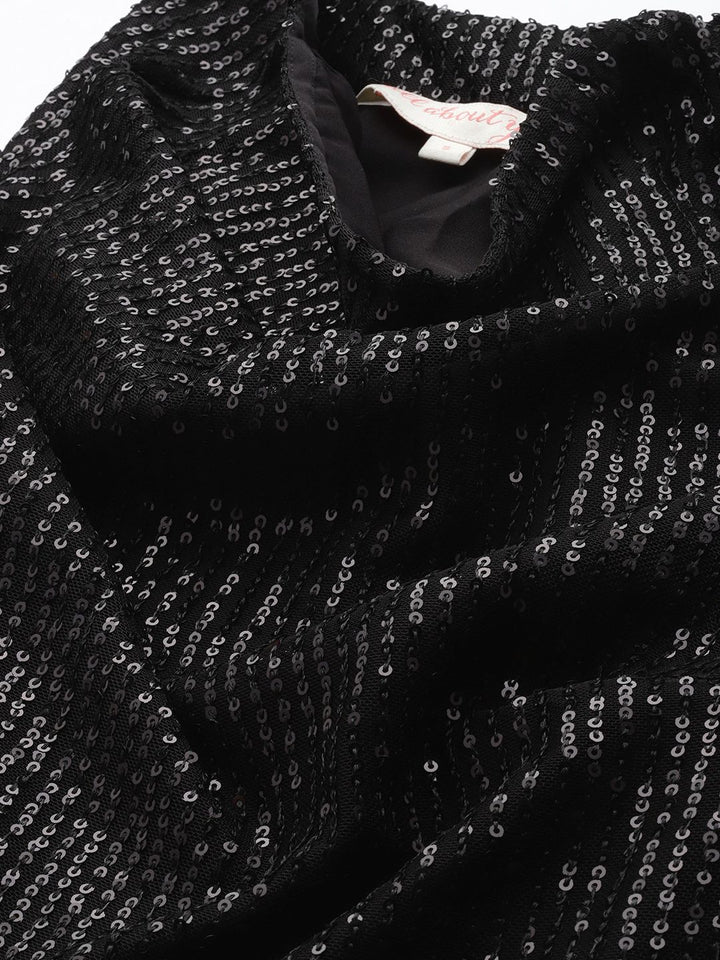 all about you Sequined Embellished Cowl Neck Party Top