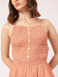 DressBerry Casual Getaway Gingham Checks Smocked Culotte Jumpsuit