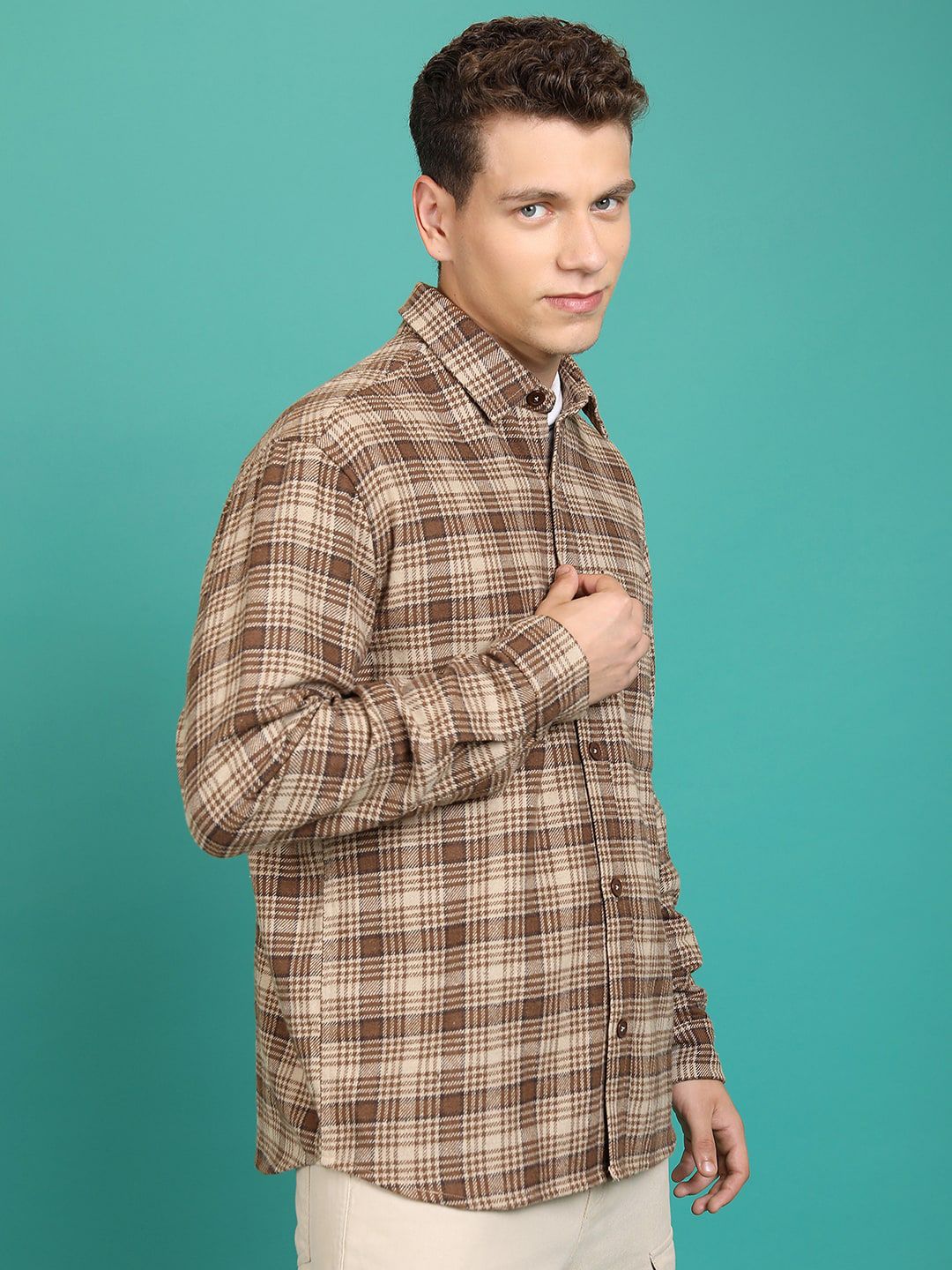 HIGHLANDER Tartan Checked Spread Collar Flannel Shirt