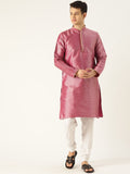 SOJANYA Men Pink & Golden Woven Design Straight Kurta