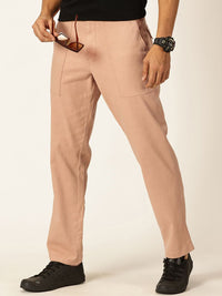 Thomas Scott Men Smart Regular Fit Mid-Rise Easy Wash Linen Chinos Trousers