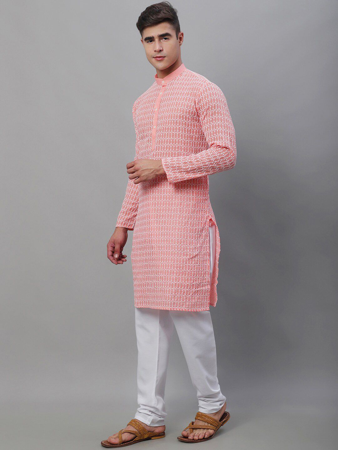 SOJANYA Embroidered Thread Work Pure Cotton Kurta With Churidar