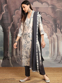 Vishudh Women Ethnic Printed  Printed Regular Pure Cotton Kurta with Trousers & Dupatta