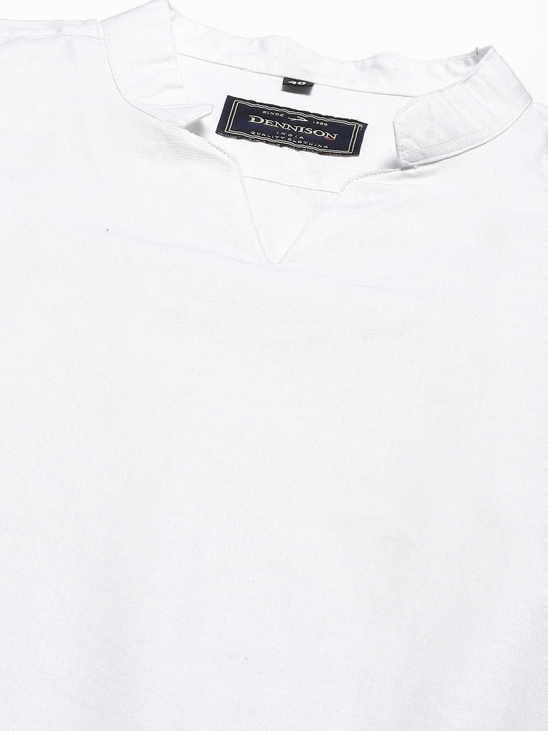 Dennison Men White Comfort Fit kurta