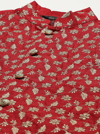 SOJANYA Men Cream-Coloured Chikankari Pure Cotton Kurta with Churidar & Nehru Jacket