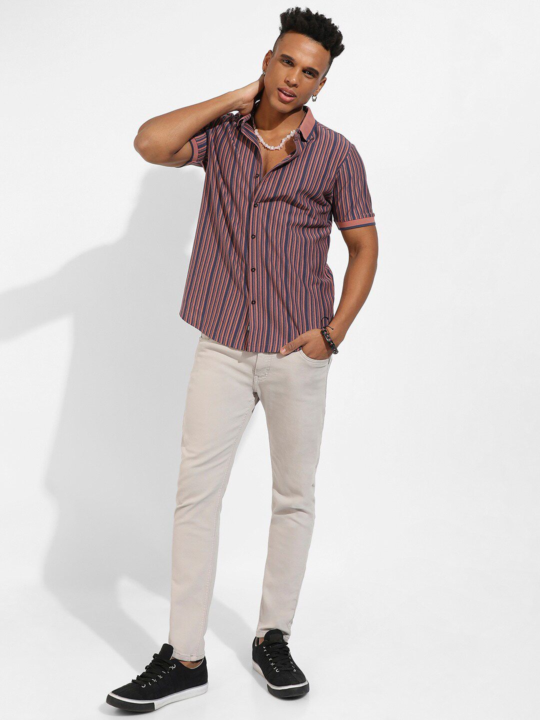 Campus Sutra Striped Classic Cotton Casual Shirt
