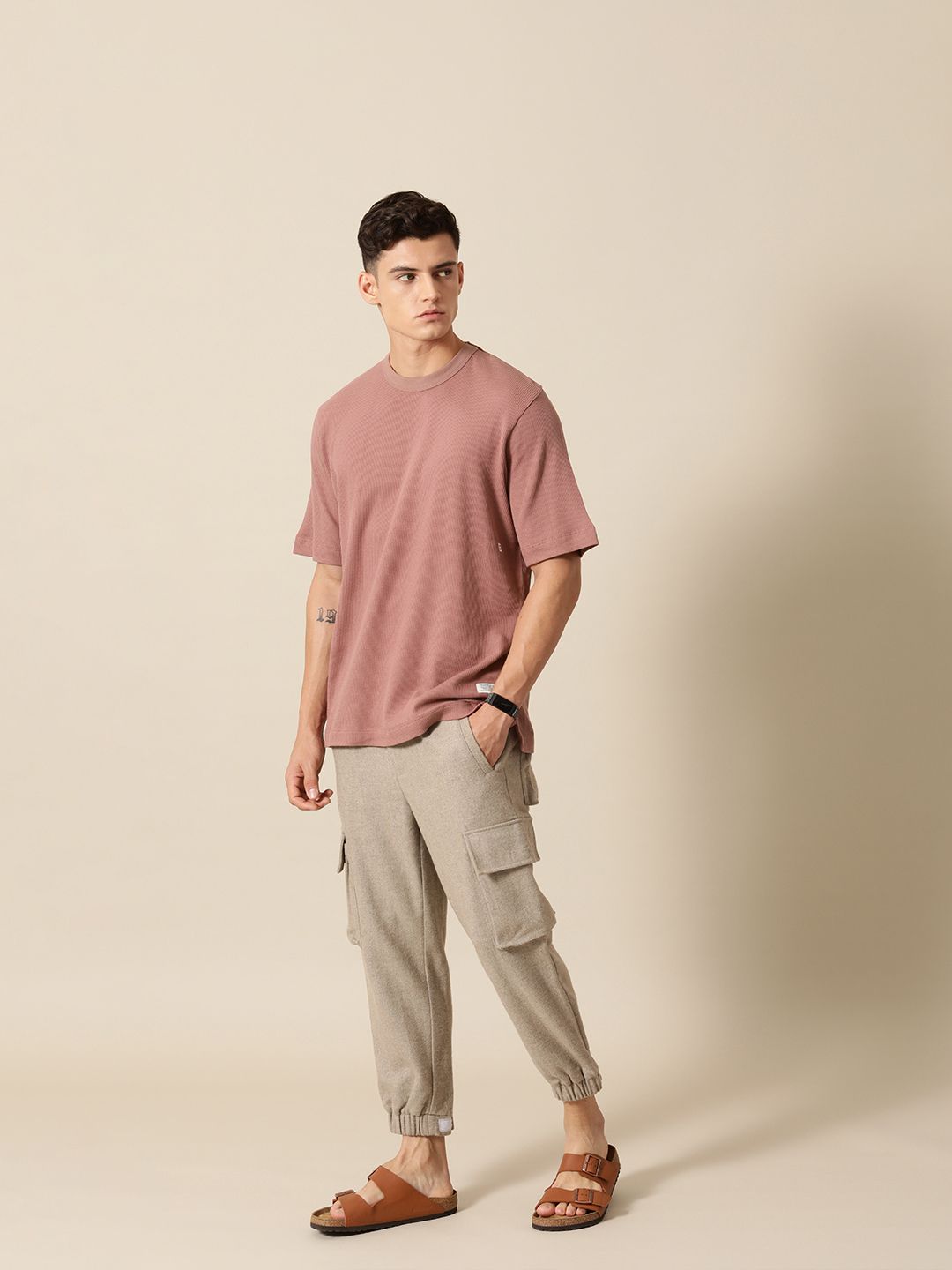 Mr Bowerbird Self Design Liberal Fit Pure Cotton Casual T-shirt