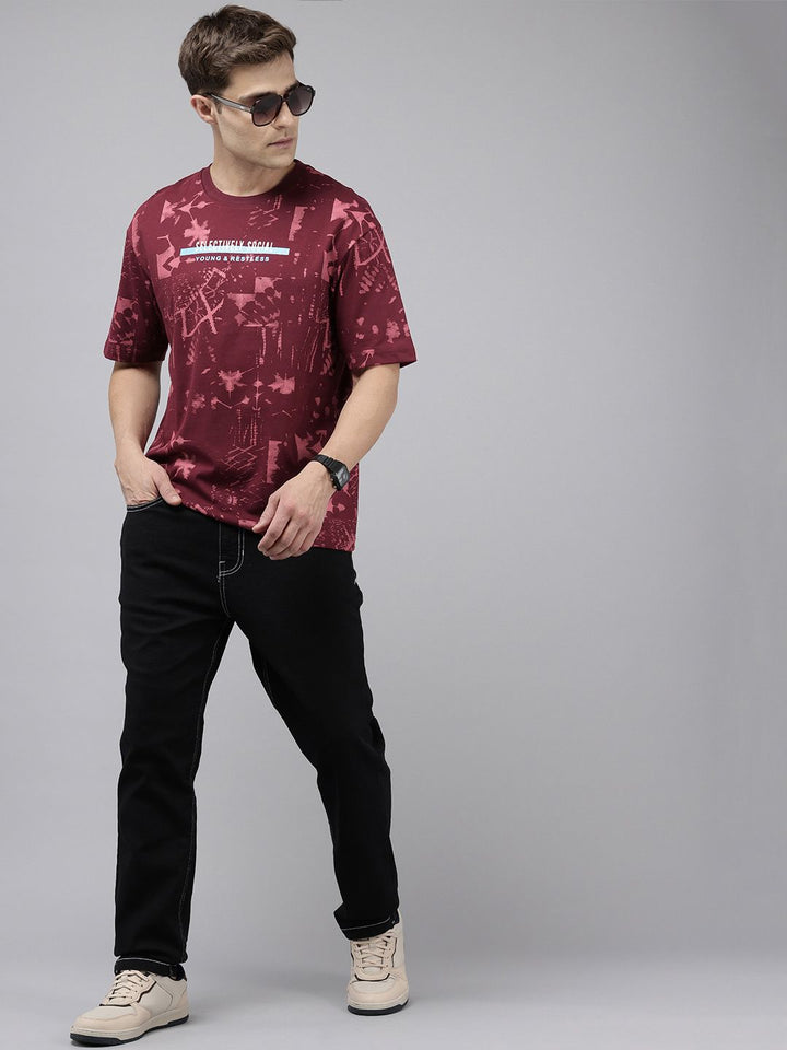 SPYKAR Oversized Fit Typography Printed T-shirt