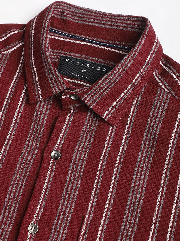 VASTRADO Men Classic Slim Fit Opaque Striped Casual Shirt