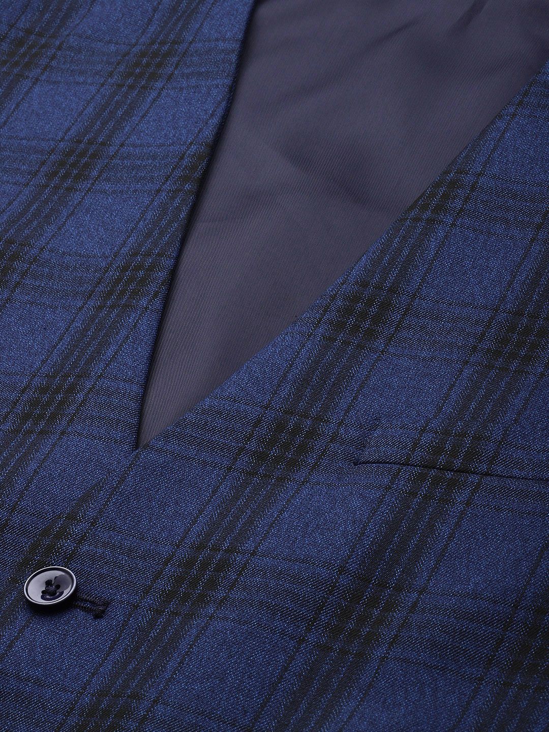 Park Avenue Super Slim Fit Checked Single Breasted 3-Piece Formal Suit
