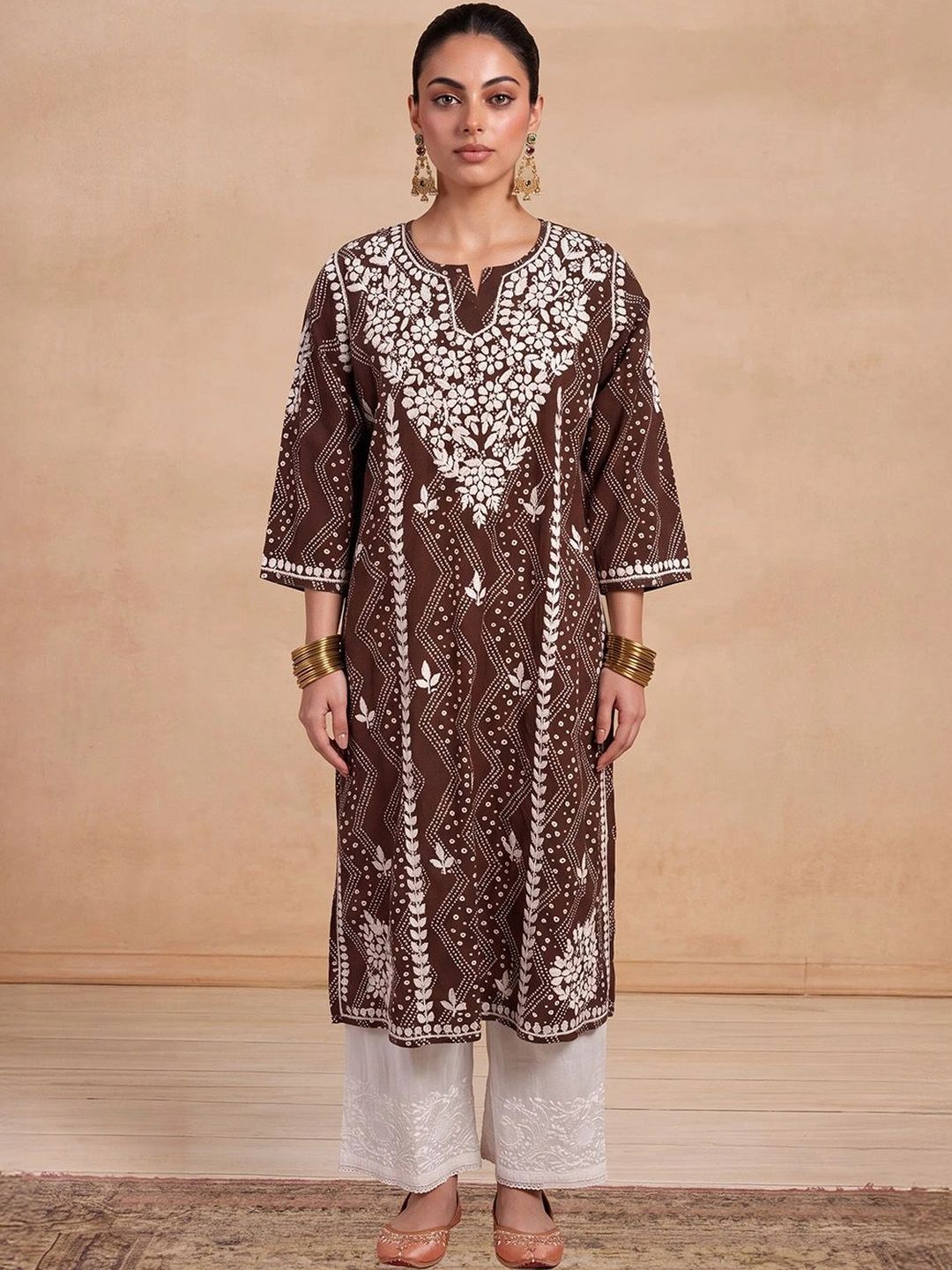 Rumah Wanita Chikankari Sulam Kurta Chikankari