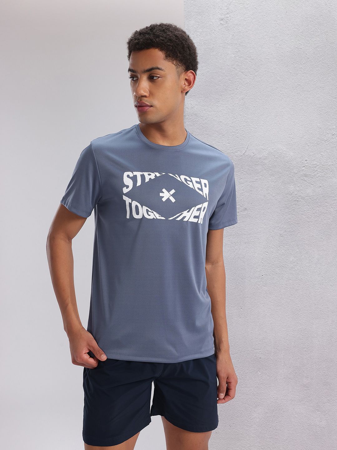 HRX by Hrithik Roshan Twin Collection Typography Print Rapid-Dry Training  T-shirt
