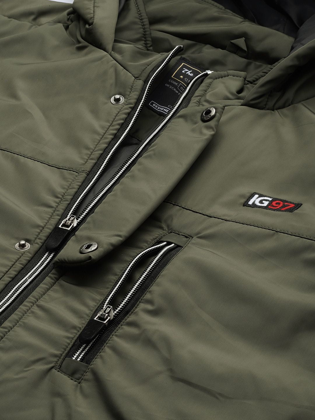 The Indian Garage Co Men Slim Fit Zip-Front Hooded Bomber Jacket