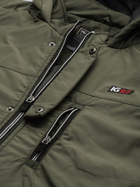 The Indian Garage Co Men Slim Fit Zip-Front Hooded Bomber Jacket