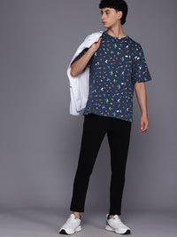 HRX by Hrithik Roshan Geometric Printed Drop-Shoulder Sleeves Pure Cotton T-shirt