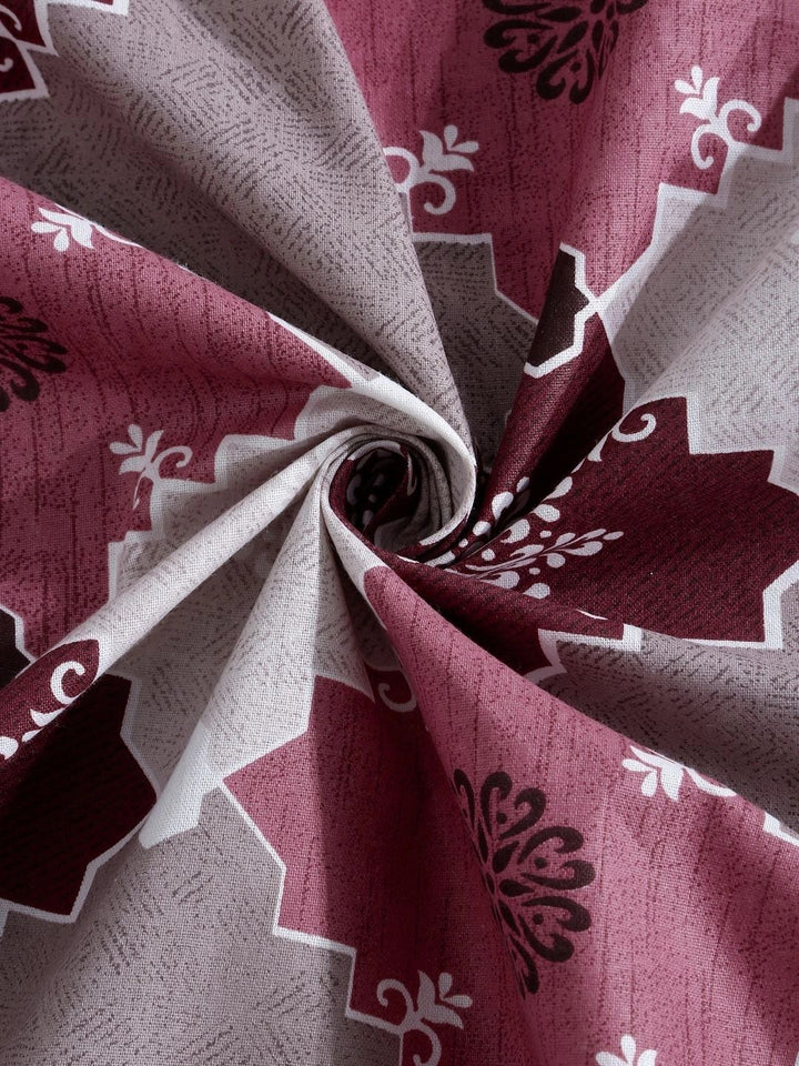 Myntra Elegant Homes Pink & White Geometric 400 TC Single Bedsheet with 1 Pillow Covers
