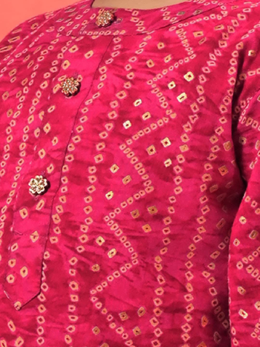 VASTRAMAY Boys Bandhani Printed Regular Kurta with Patiala