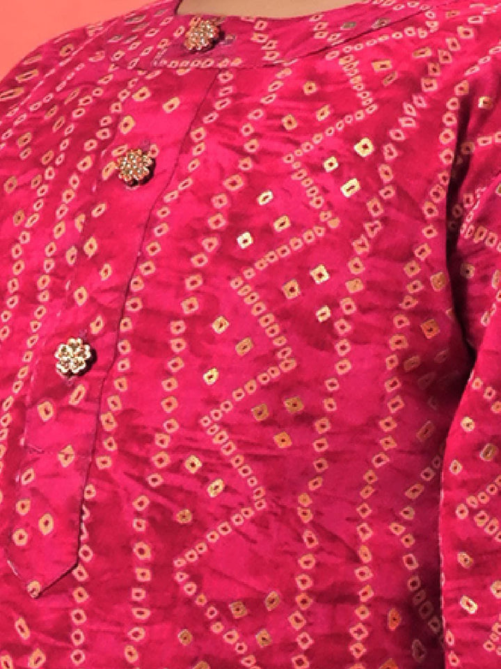 VASTRAMAY Boys Bandhani Printed Regular Kurta with Patiala