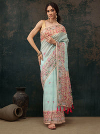 Floral Chanderi Saree With Tassels