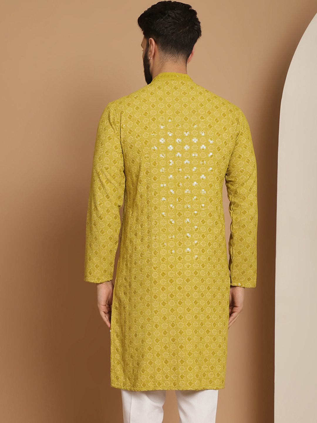 Anouk Men Green Ethnic Motifs Thread Work Kurta