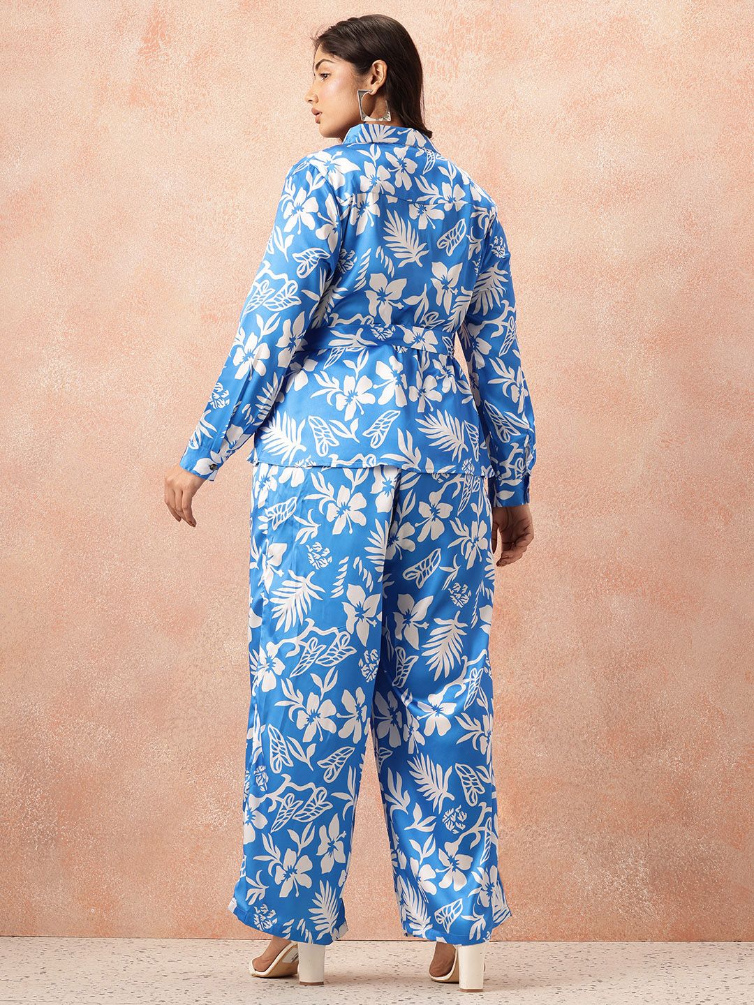 all about you Plus Size Floral Print Co-Ords With a Tie-ups Belt