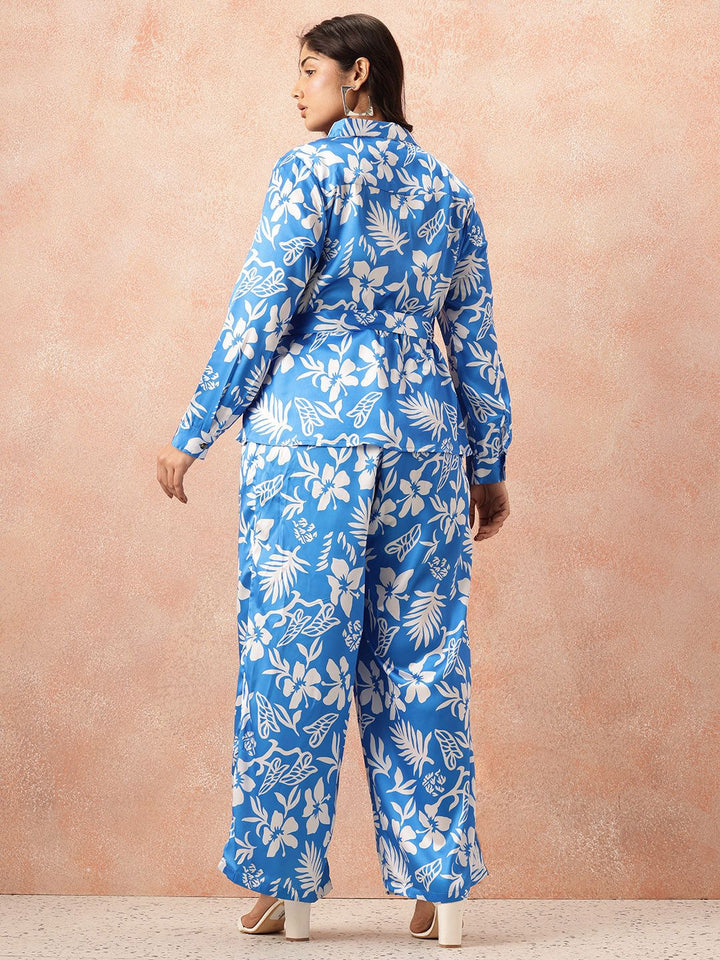 all about you Plus Size Floral Print Co-Ords With a Tie-ups Belt