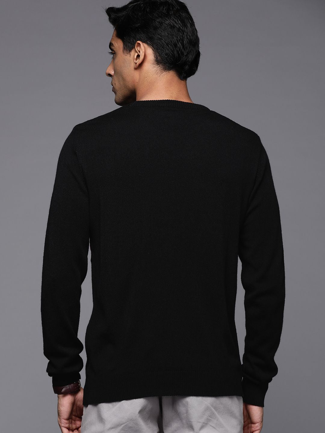Raymond Men Black Self-Design Pullover
