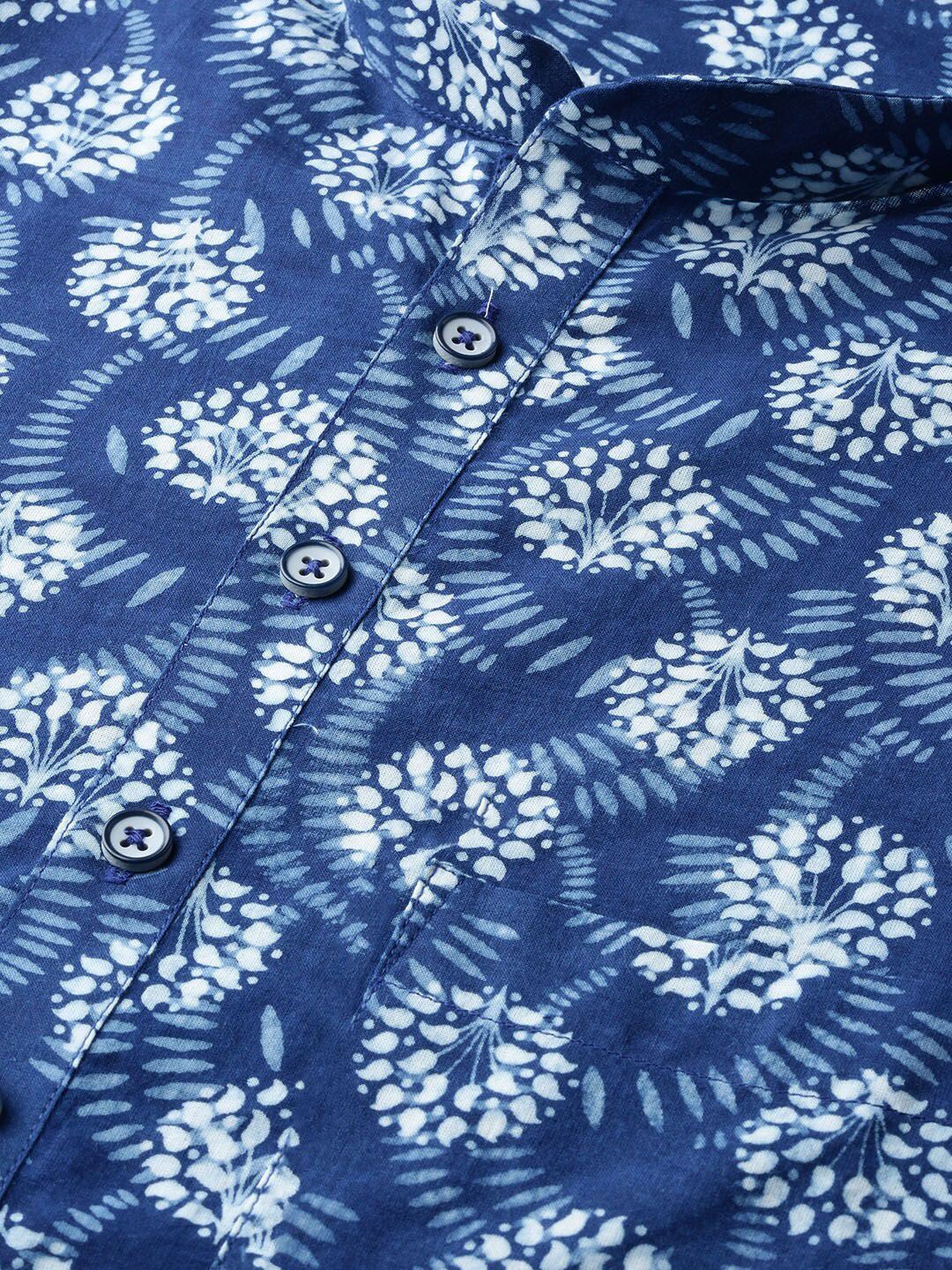 Lihat Reka Bentuk Lelaki Motif Etnik Dicetak Kurta Kapas Murni Dengan Piyama