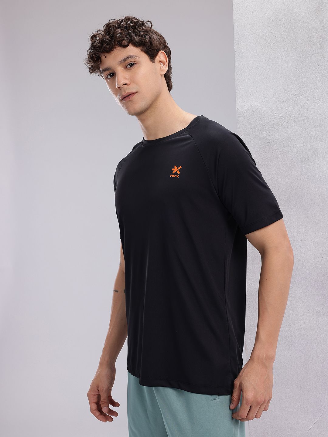 HRX by Hrithik Roshan Brand Logo Print Detail Raglan Sleeves Training T-shirt