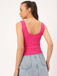 DressBerry Pinktastic Vibes Fastening Detail Sleeveless Top