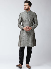 SOJANYA Men Off-White & Black Woven Design Straight Kurta