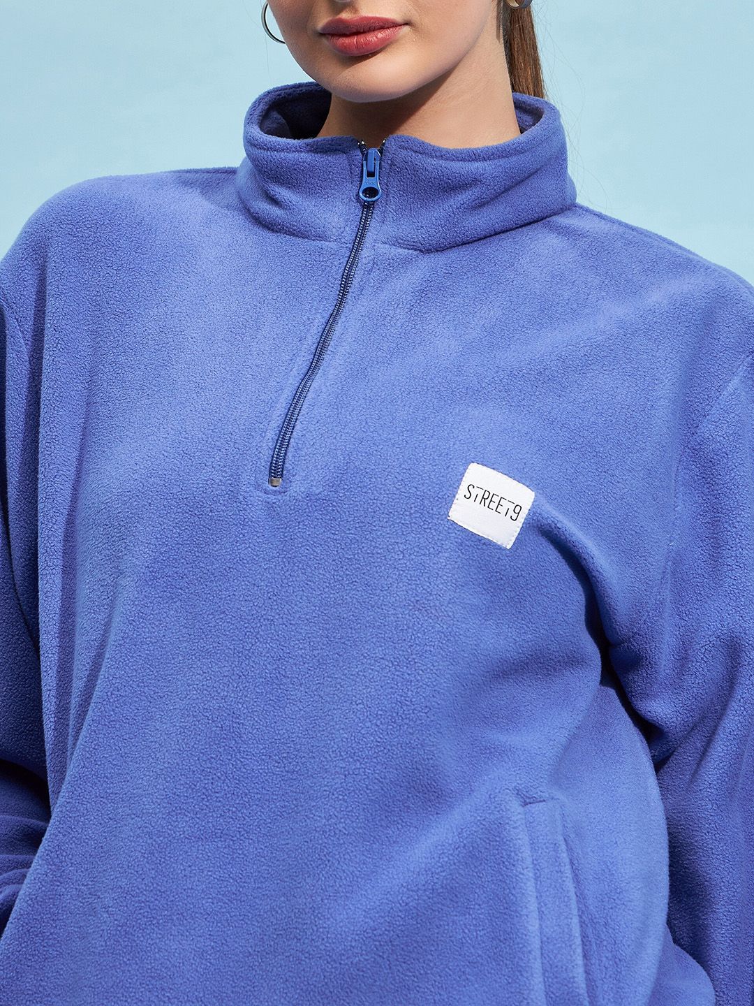 STREET 9 High Neck Crop Sweatshirt