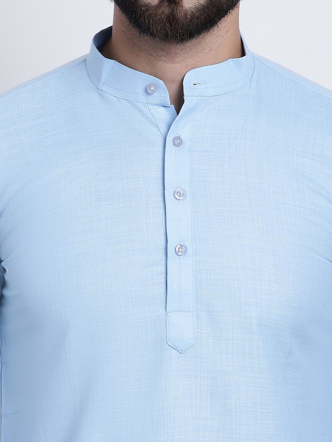 SOJANYA Men Blue Solid Straight Kurta