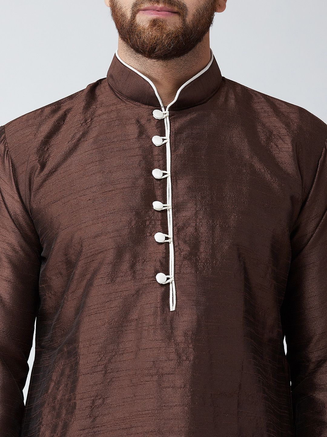 SOJANYA Lelaki Brown Solid Kurta Lurus