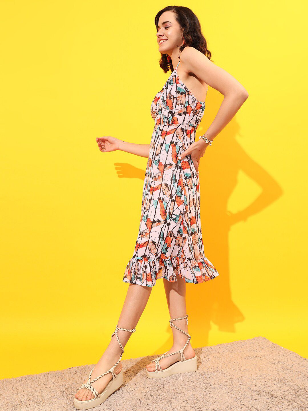 STREET 9 Floral Printed A-Line  Dress