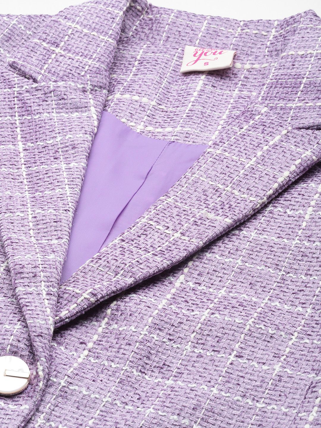 all about you Women Checked Blazer With Skirt Co-Ords Set