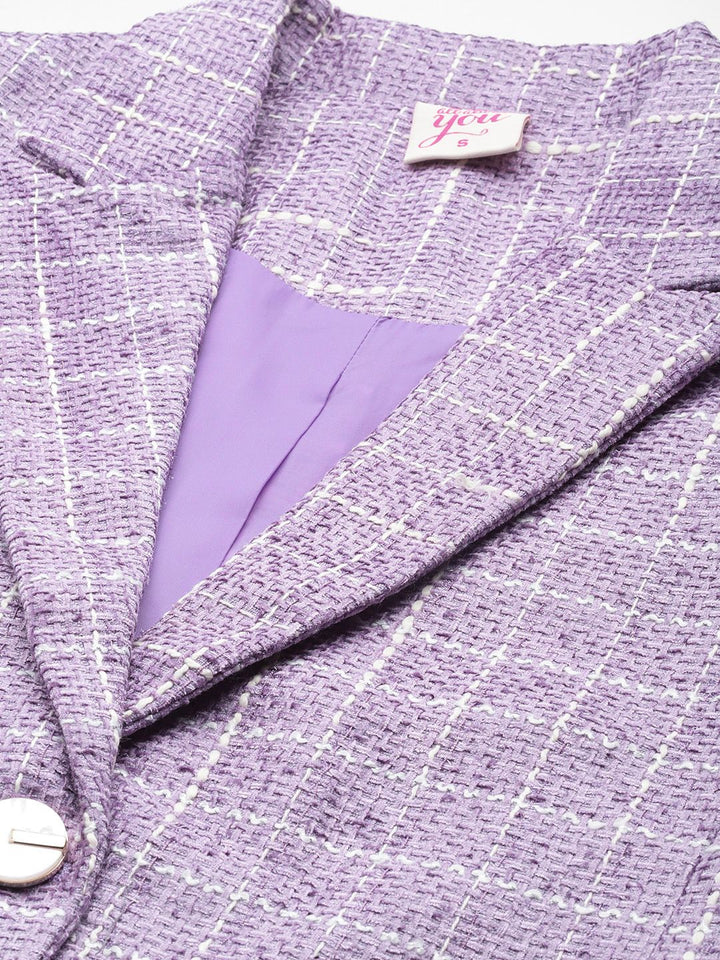 all about you Women Checked Blazer With Skirt Co-Ords Set