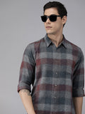 THE BEAR HOUSE Men Blue Pure Cotton Slim Fit Checked Casual Shirt