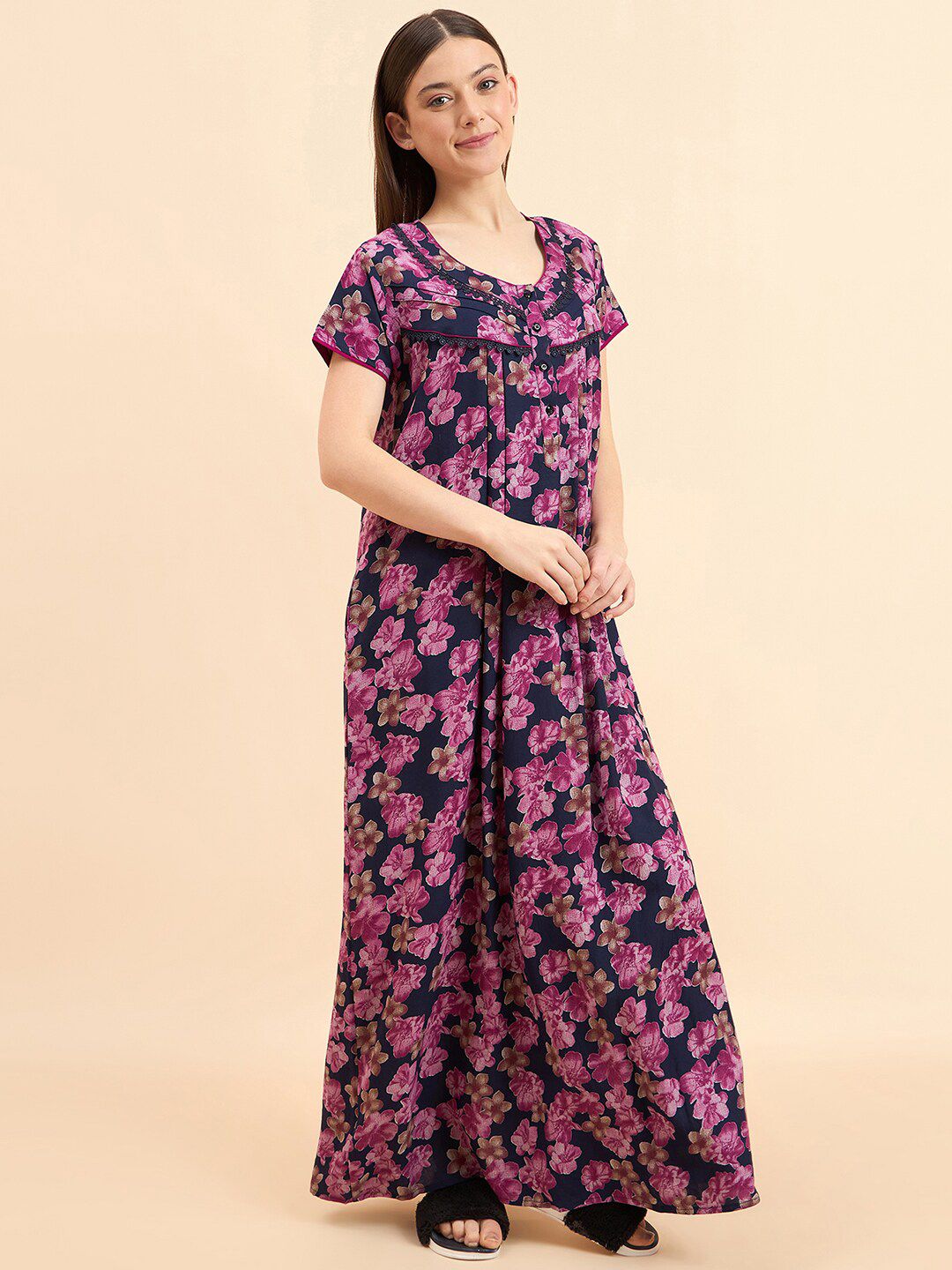 Sweet Dreams Floral Printed Pure Cotton Maxi Nightdress