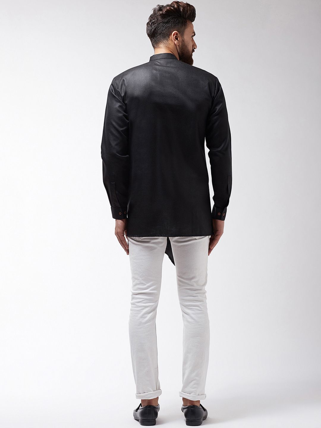 SOJANYA Men Black Solid Asymmetric Kurta