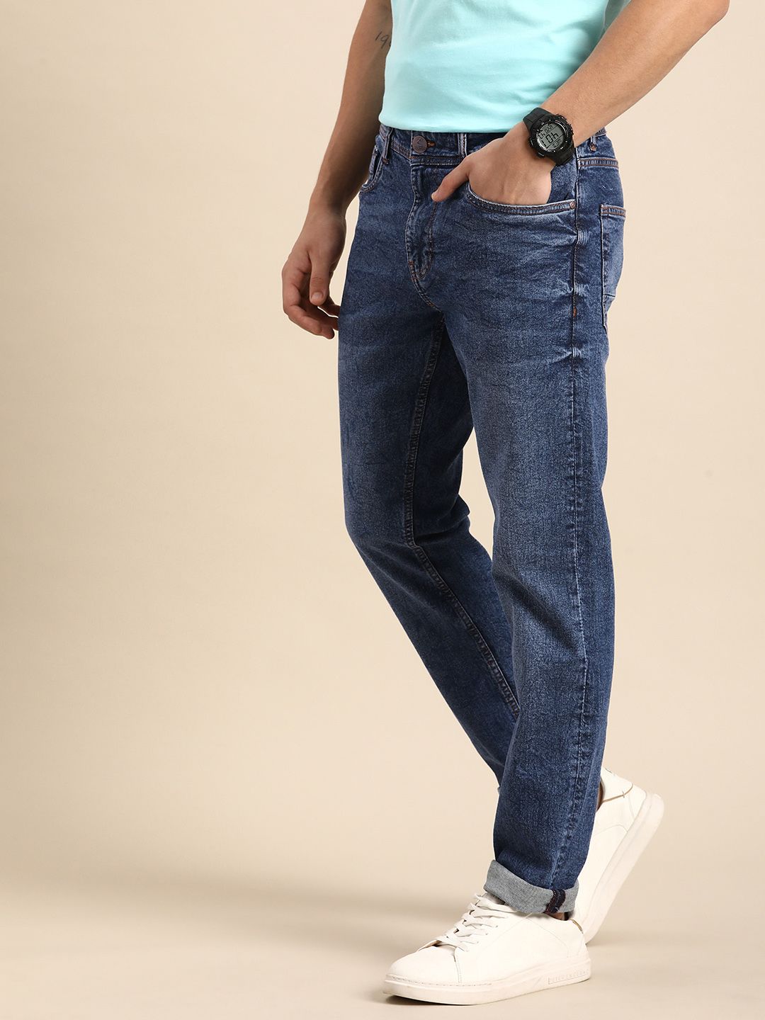 Being Human Men Slim Fit Mid Rise Heavy Fade Stretchable Jeans
