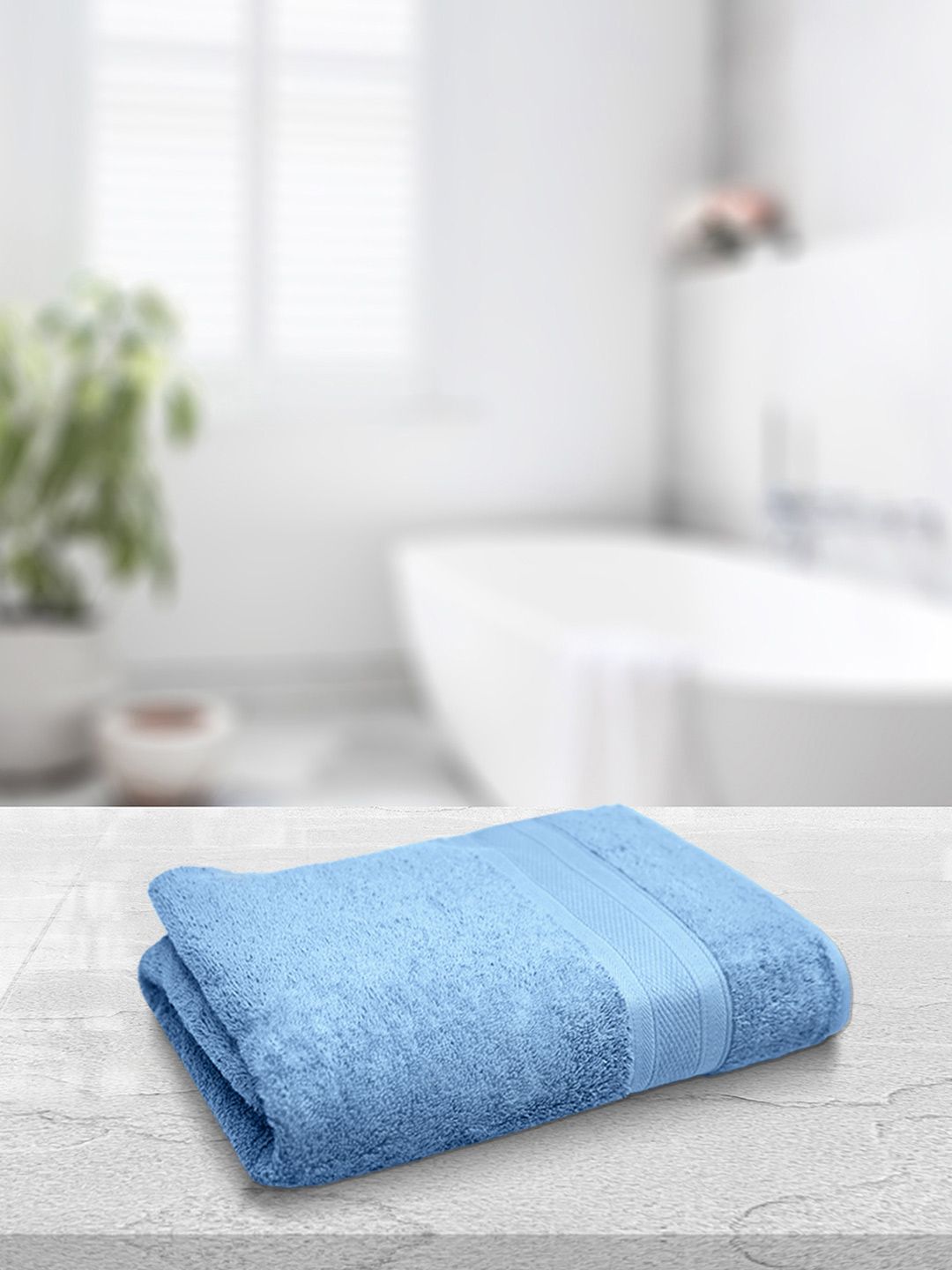MYTRIDENT Blue Solid Pure Cotton 500 GSM Soft  Plush Bath Towel
