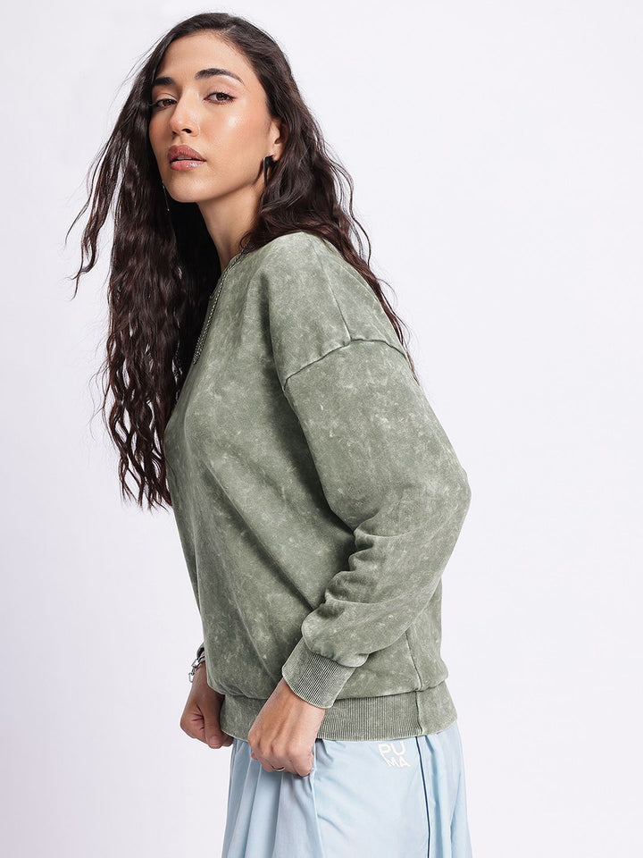 DressBerry Tie-Dye Washed Effect Drop-Shoulder Sleeves Pullover
